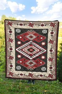 Ethnic Red Gray Pattern Native American Premium Quilt LT10 - Wonder Print Shop