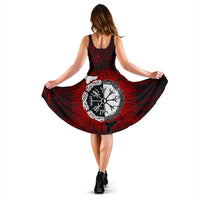 viking-womens-dress-raven-of-odin-and-symbol-viking-on-blood-background