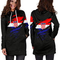 Croatia in Me Women's Hoodie Dress - Special Grunge Style - Wonder Print Shop