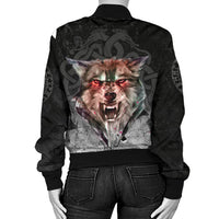 Viking Women's Bomber Jacket - Fenrir Norse Wolf RLT12 - Wonder Print Shop