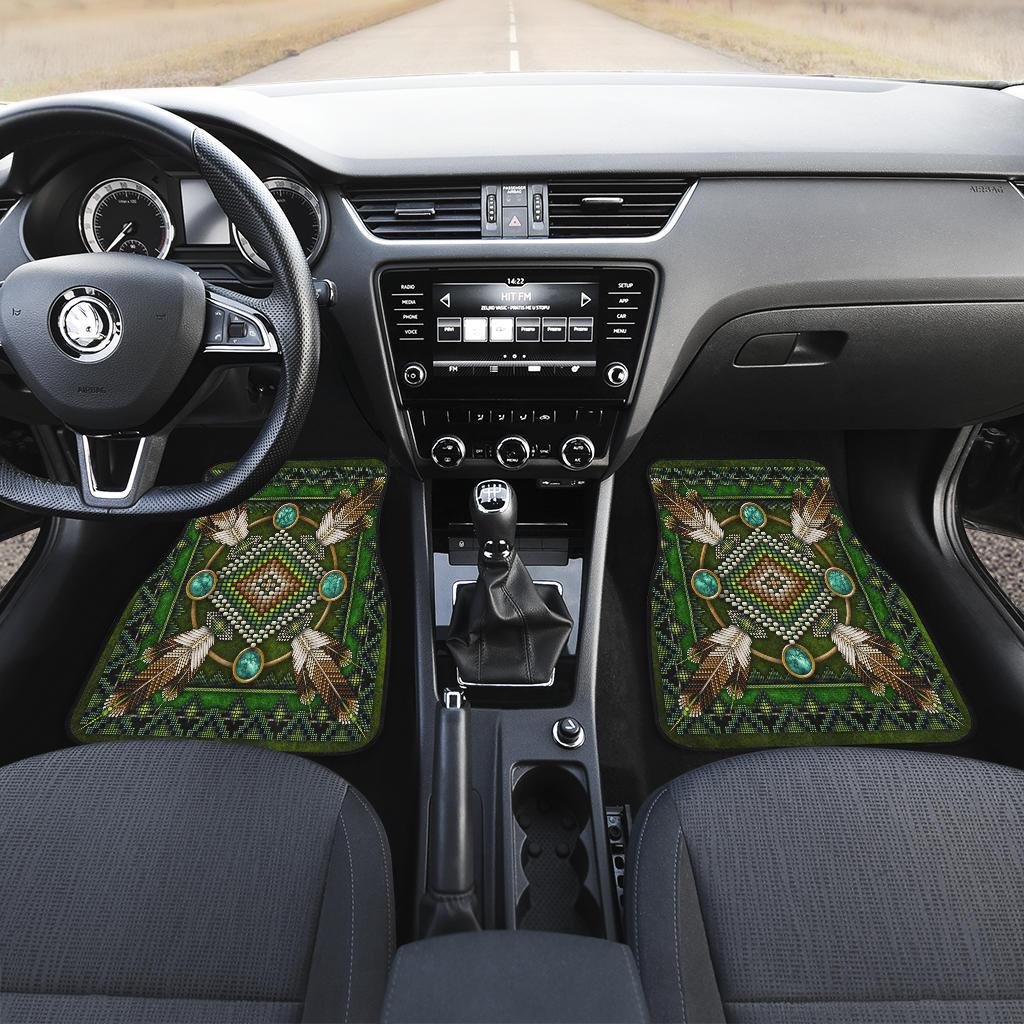 Mandala Green Native American Front Car Mats (Set Of 2) LT10 - Wonder Print Shop