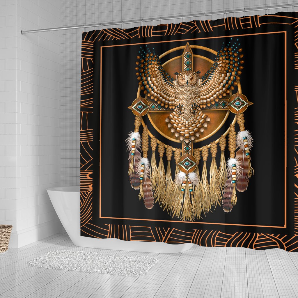 golden-owl-dreamcatcher-native-american-shower-curtain