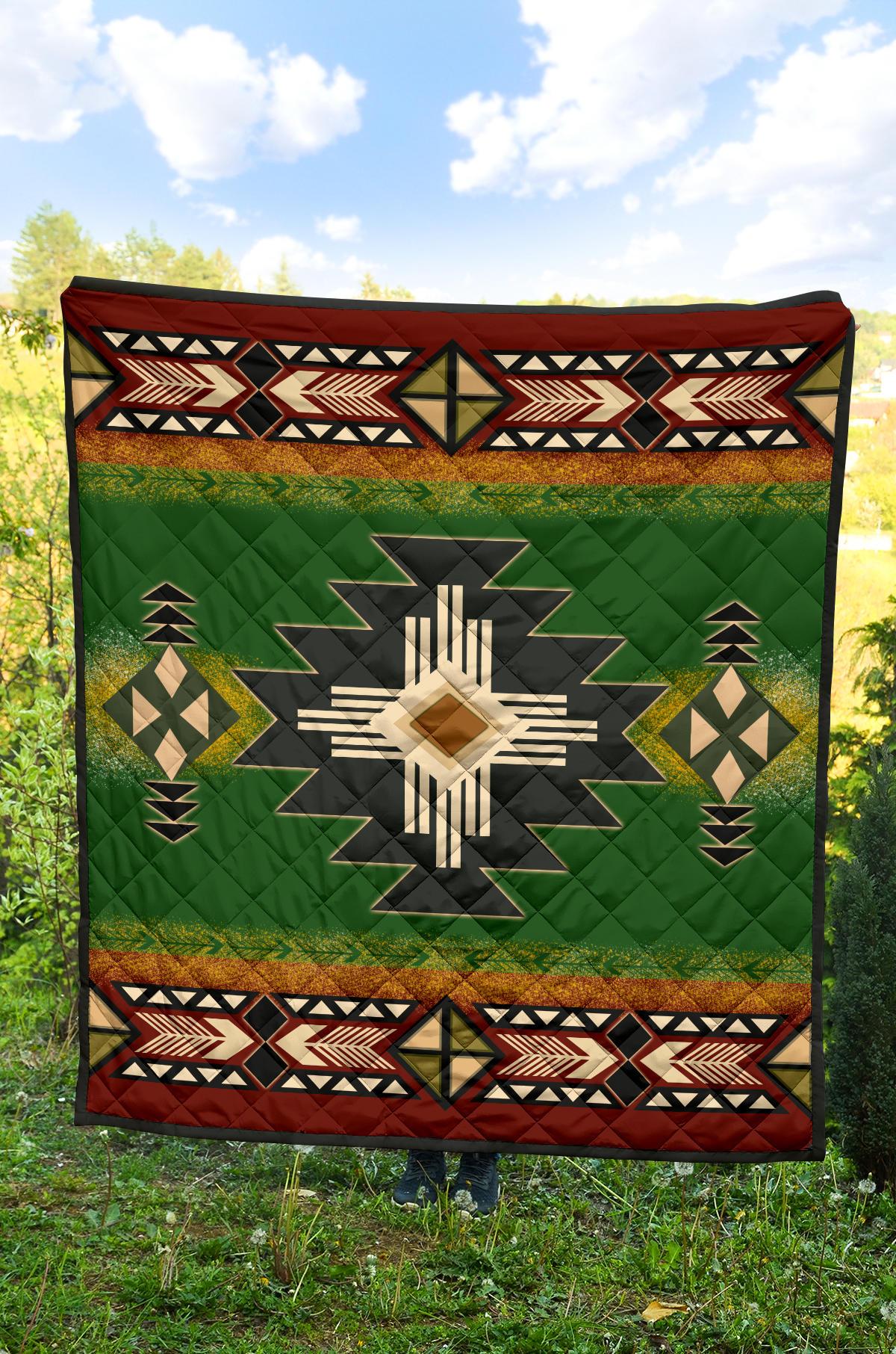 Southwest Green Symbol Native American Premium Quilt LT10 - Wonder Print Shop