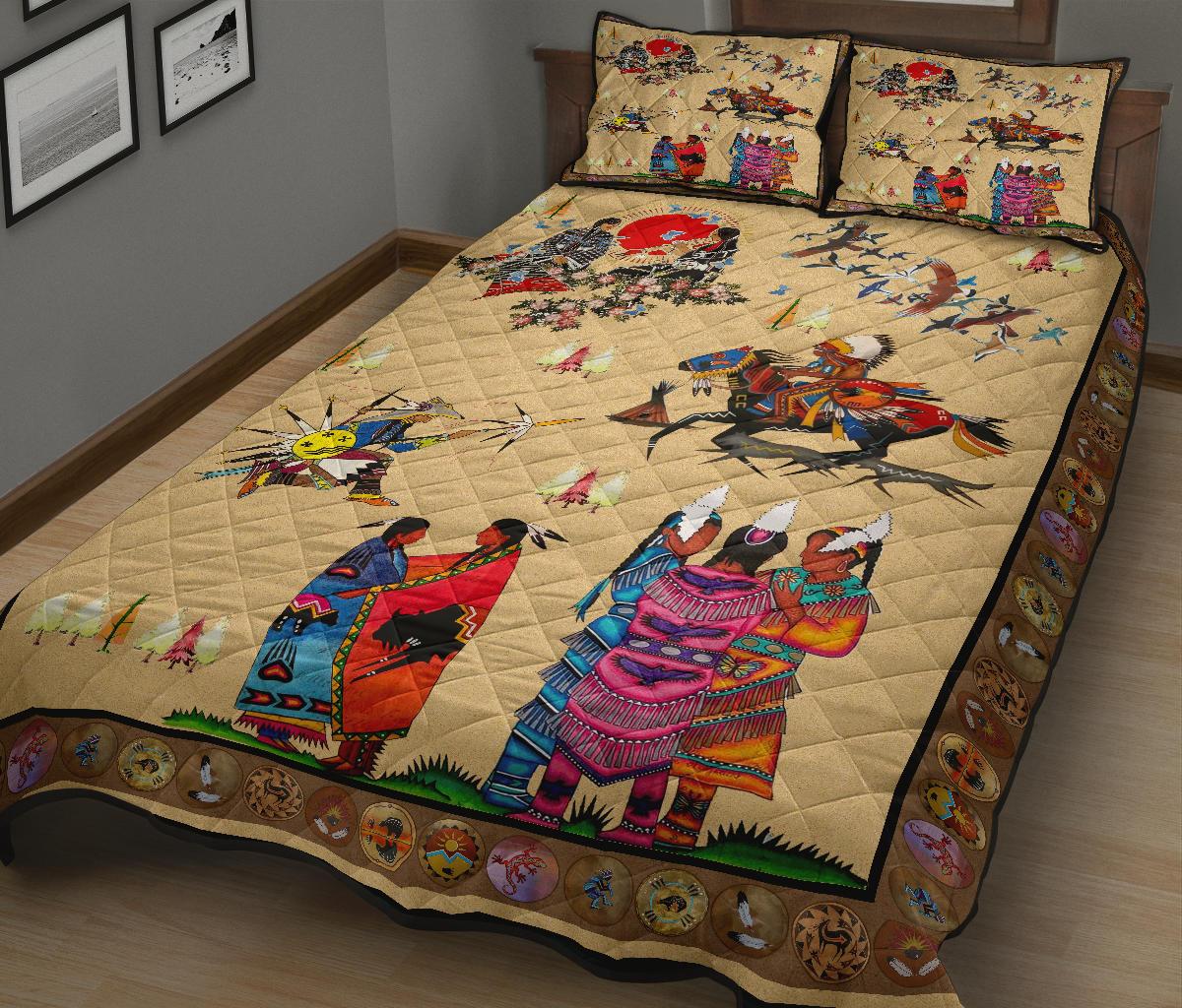 Warrior Riding Horse Native American Quilt Bed Set LT10 - Wonder Print Shop