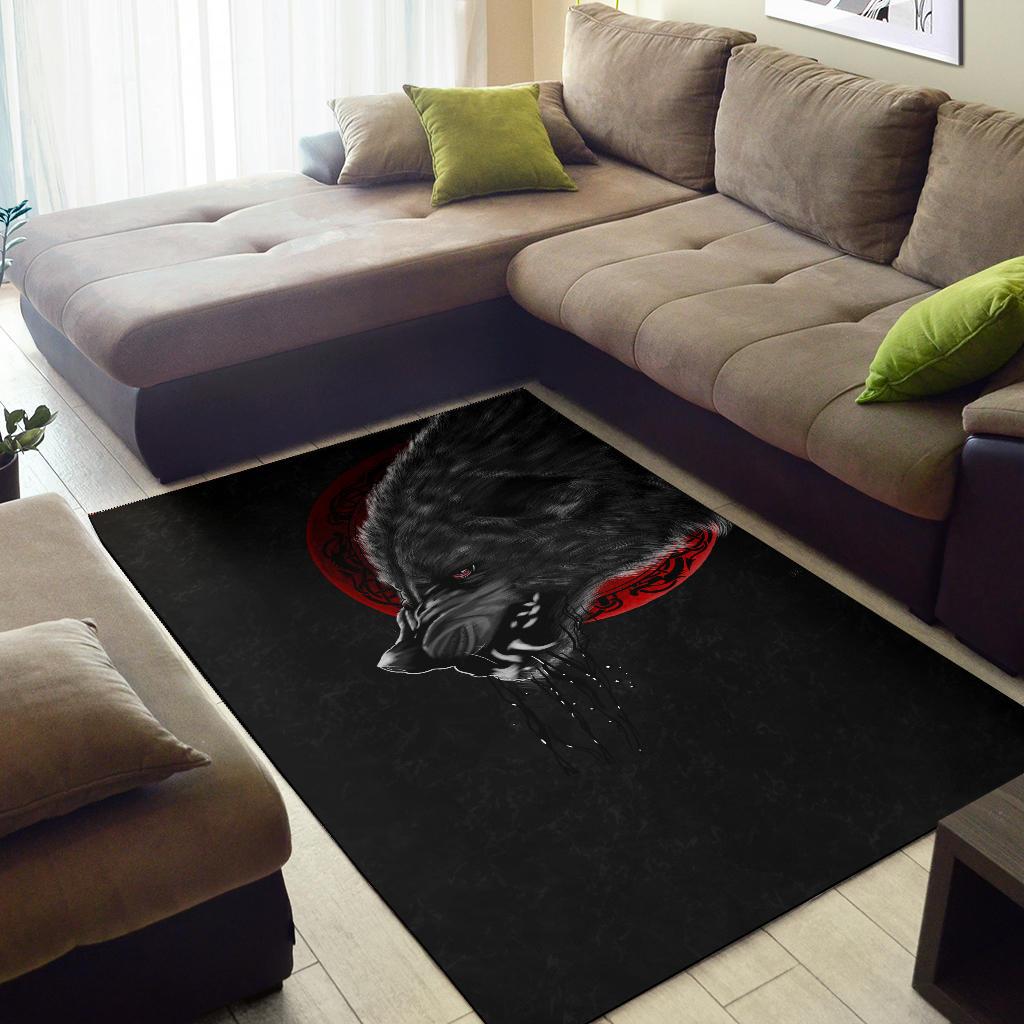 Viking Area Rug Wolf and Blood Moon RLT12 - Wonder Print Shop