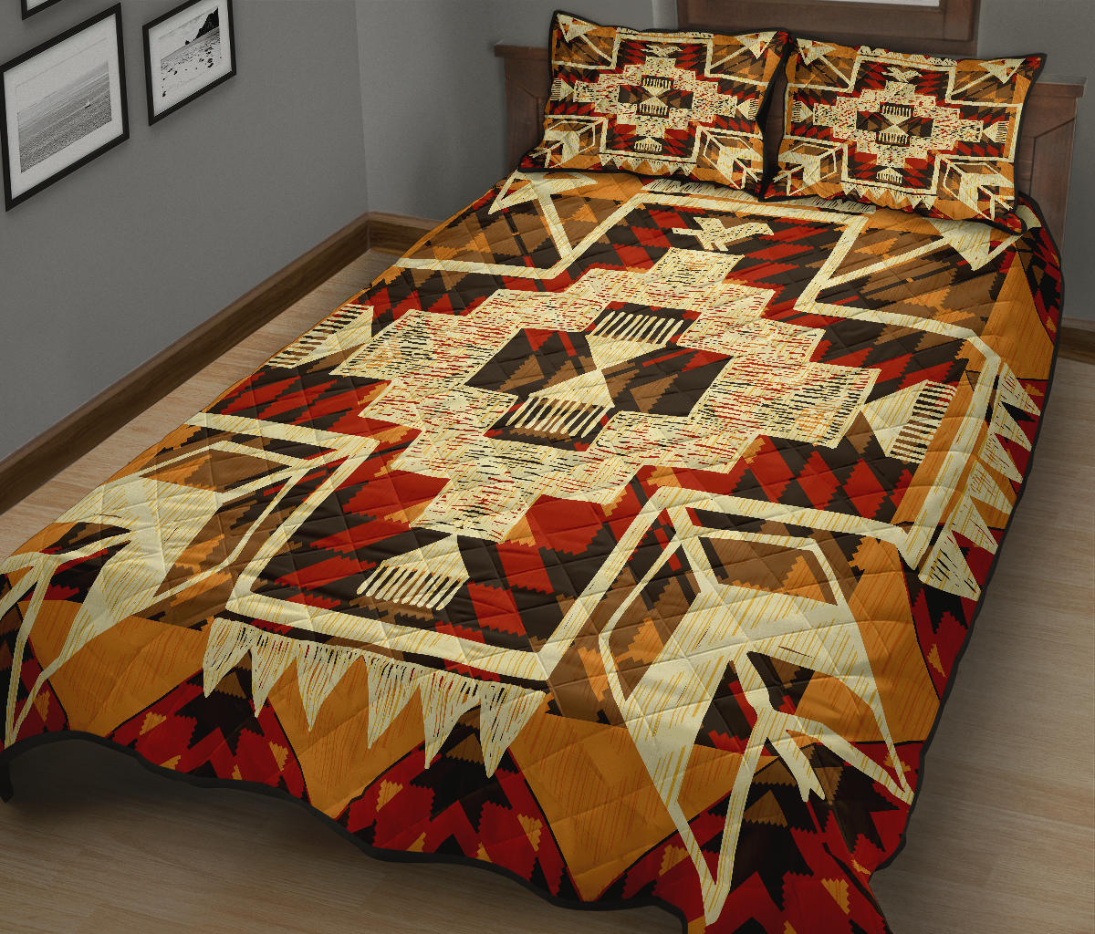 Tribal Yellow Arrow Native American Quilt Bed Set LT10 - Wonder Print Shop