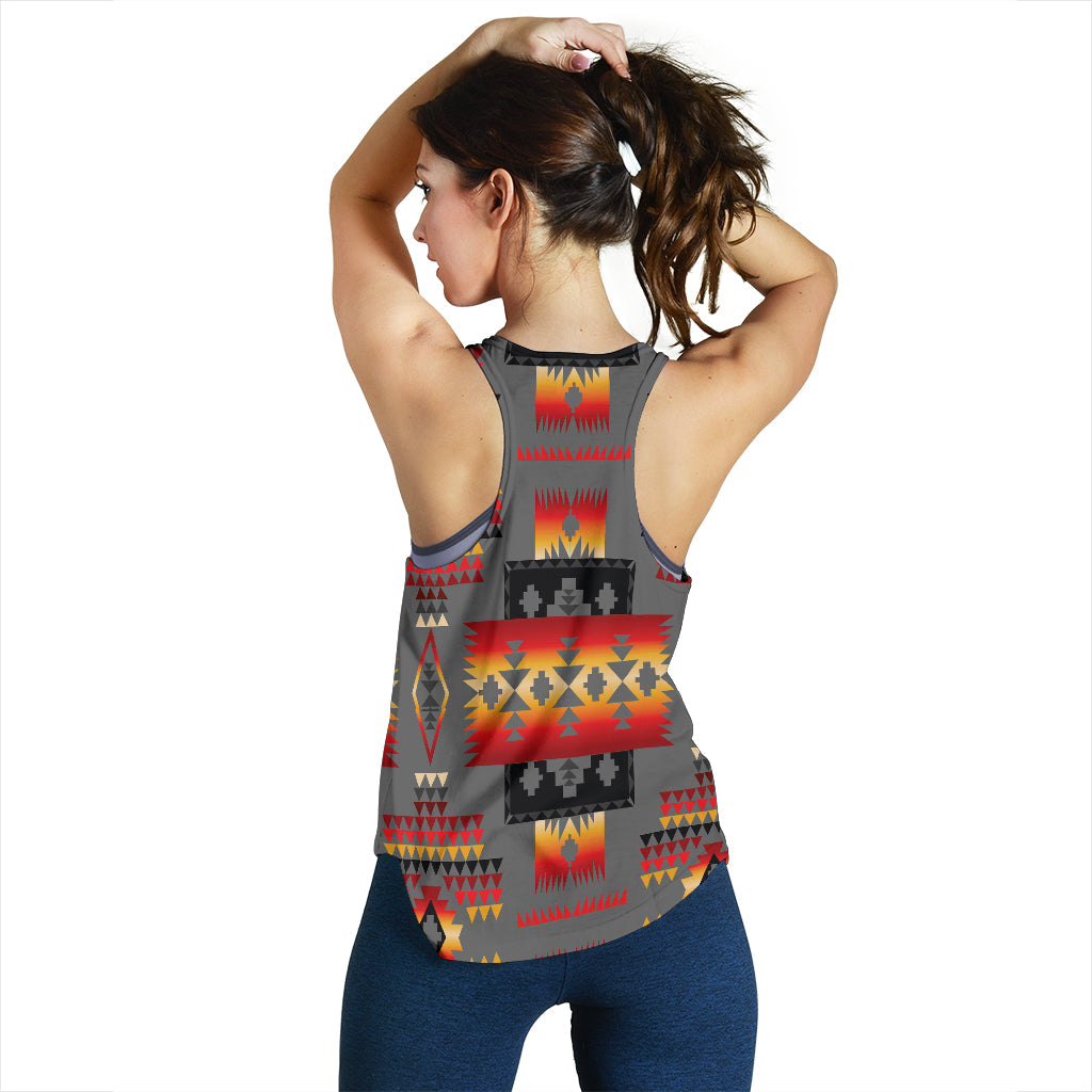 Gray Tribe Pattern Native American Women Racerback Tank LT10 - Wonder Print Shop
