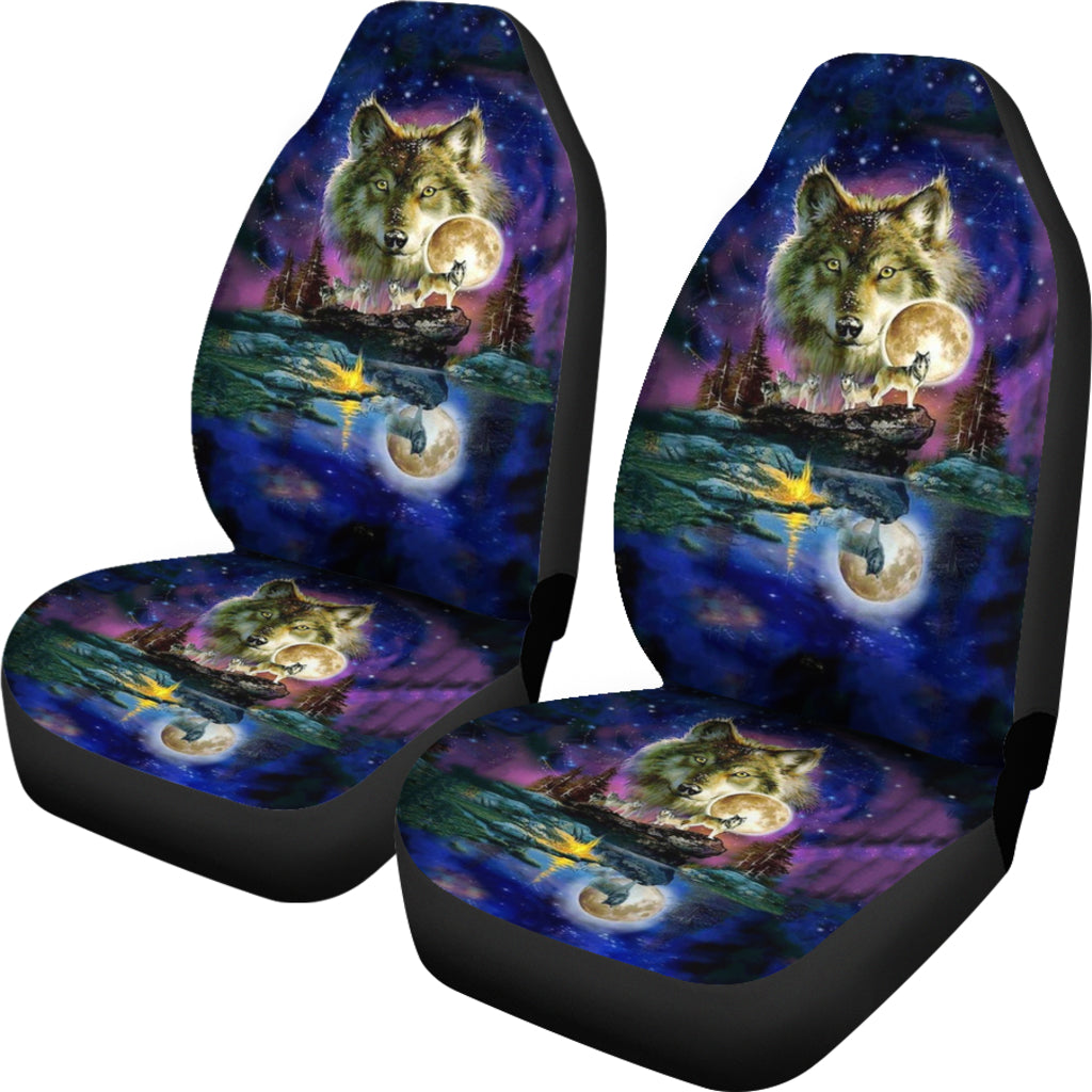 Wolf Galaxy Night Sky Car Seat Covers LT10 - Wonder Print Shop