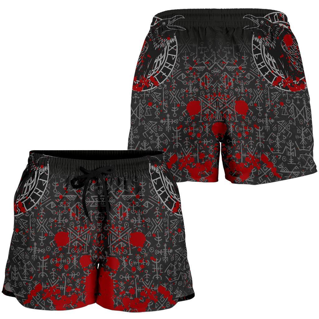 viking-womens-shorts-odin-raven-rune-futhark-blood