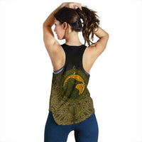 Viking Women's Racerback Tank, Ethnic Odin Raven Gold RLT12 - Wonder Print Shop