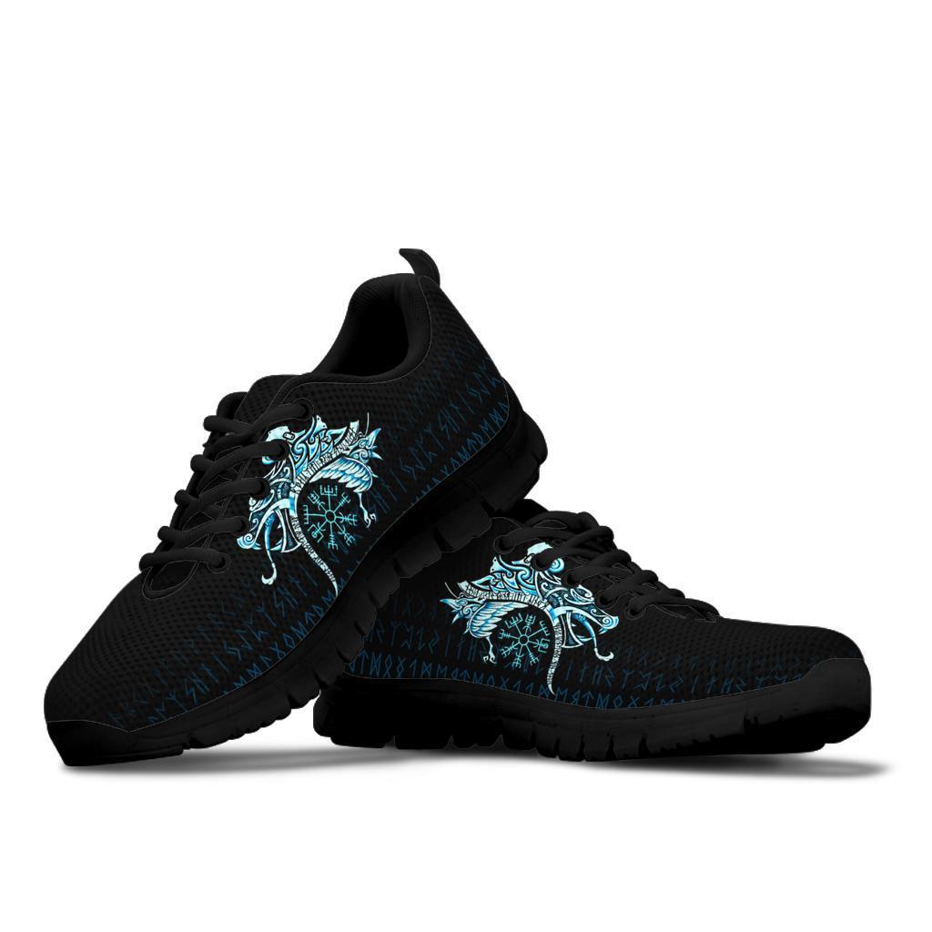 Viking Sneakers, Fenrir Raven and Vegvisir Tattoo Cyan RLT12 - Wonder Print Shop