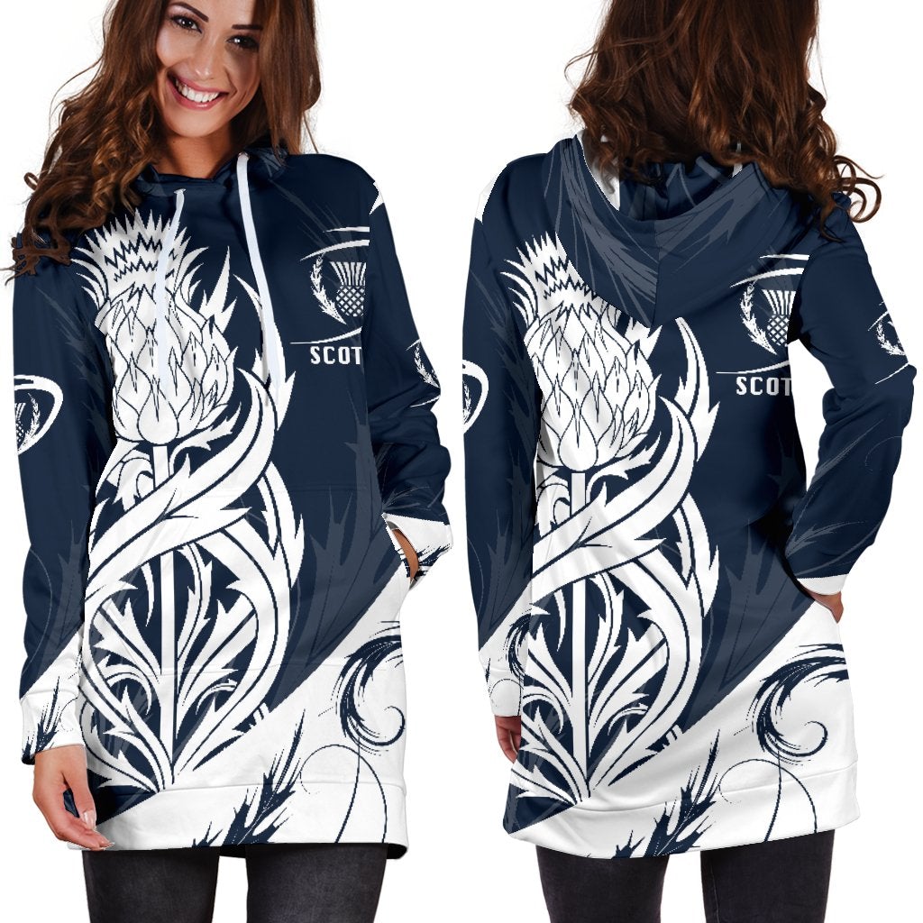 Scottish Rugby Hoodie Dress Thistle Vibes Navy - Wonder Print Shop