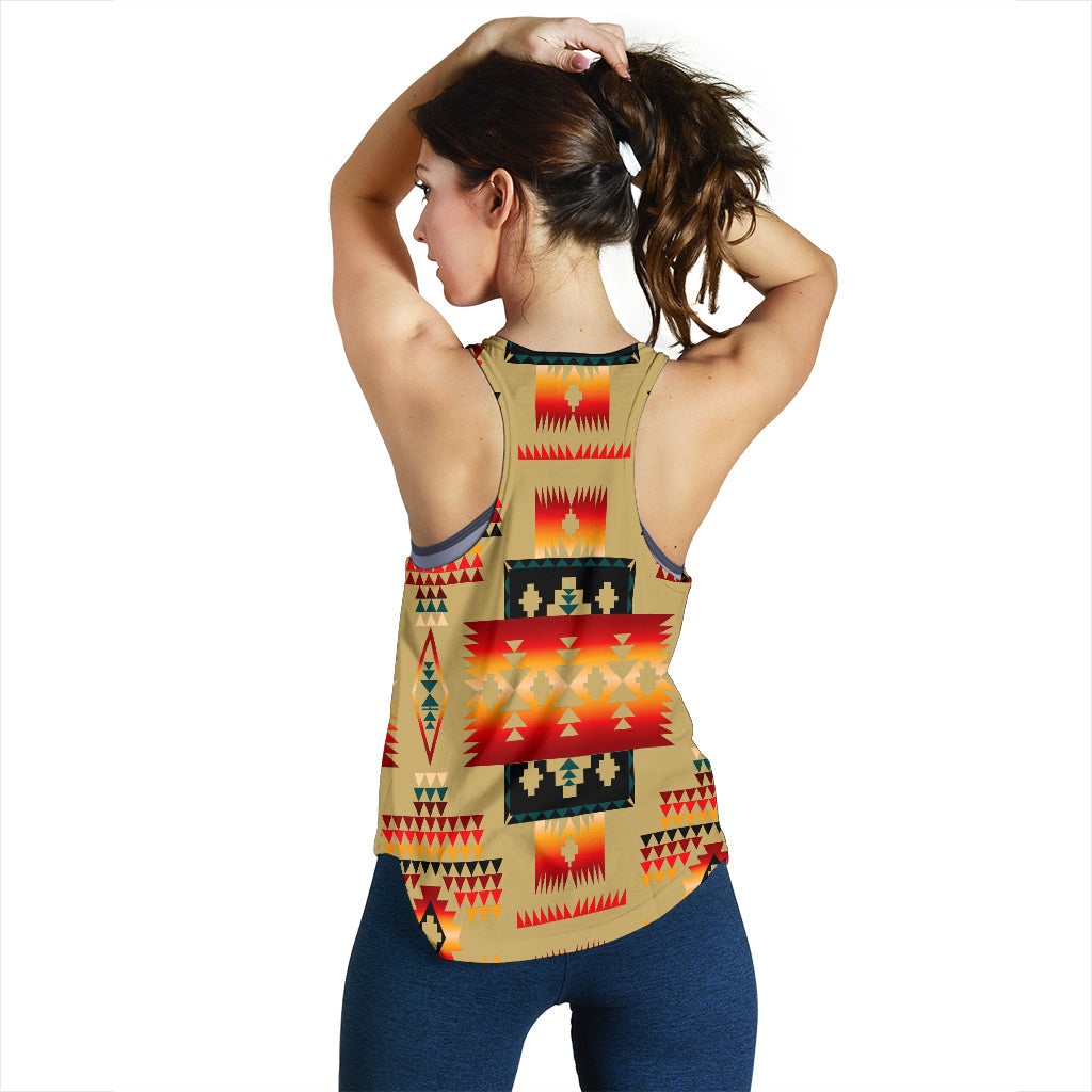 Light Brown Tribe Pattern Native American Women Racerback Tank LT10 - Wonder Print Shop