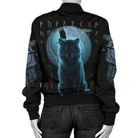 Viking Women's Bomber Jacket, Fenrir Viking Wolf and Moon RLT12 - Wonder Print Shop