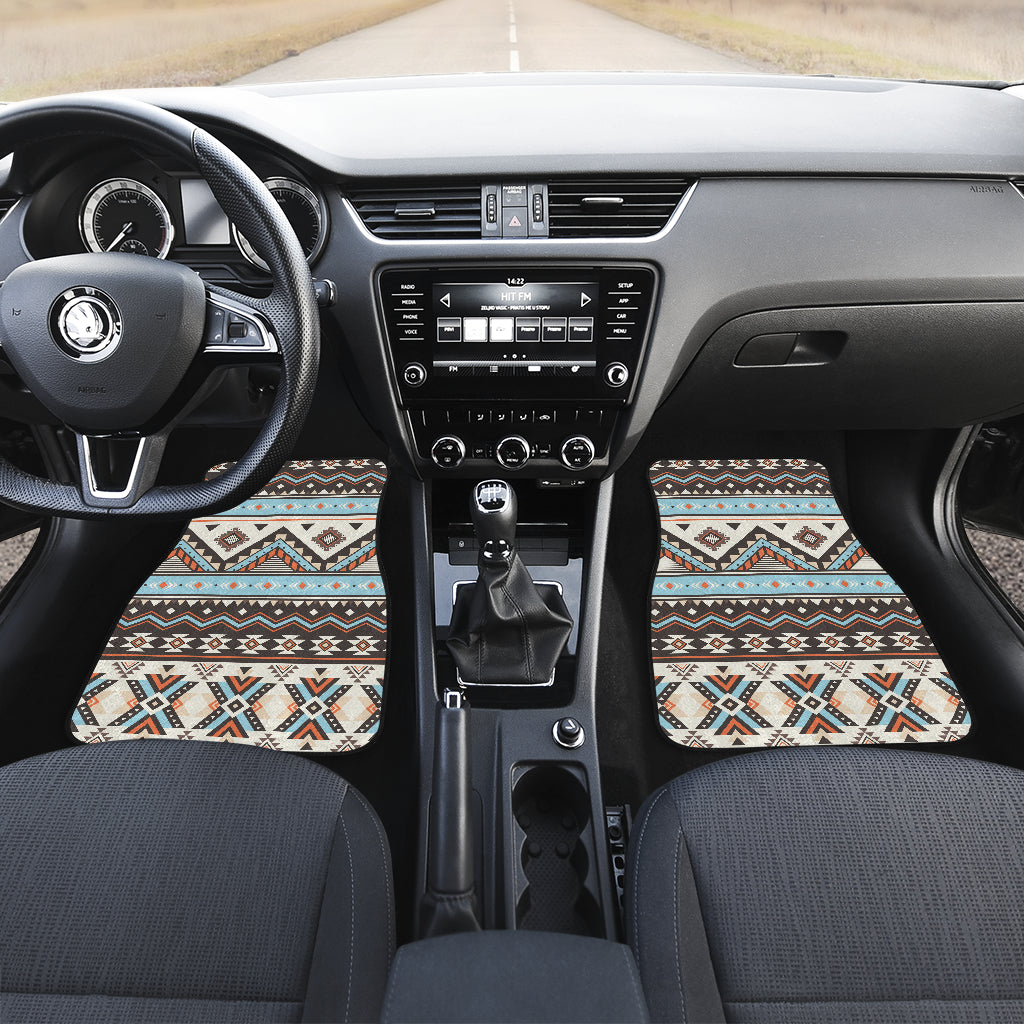 Native American Tribal Striped Seamless Pattern Front and Back Car Mats Set Of 4 LT10 - Wonder Print Shop