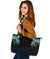 Viking Large Leather Tote, Fenrir Raven and Vegvisir Tattoo Cyan RLT12 - Wonder Print Shop