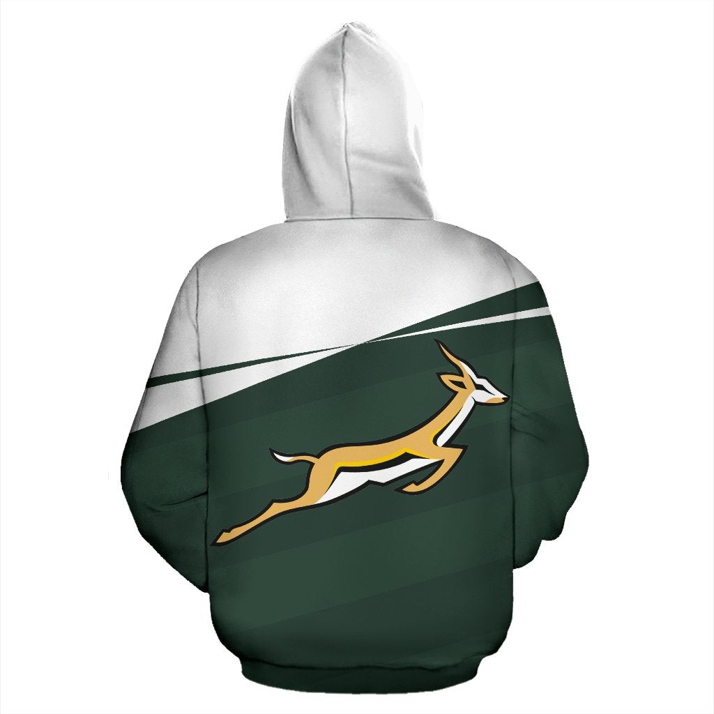 African Hoodie South Africa Springbok Zip Up Hoodie Vivian Style Green - Wonder Print Shop