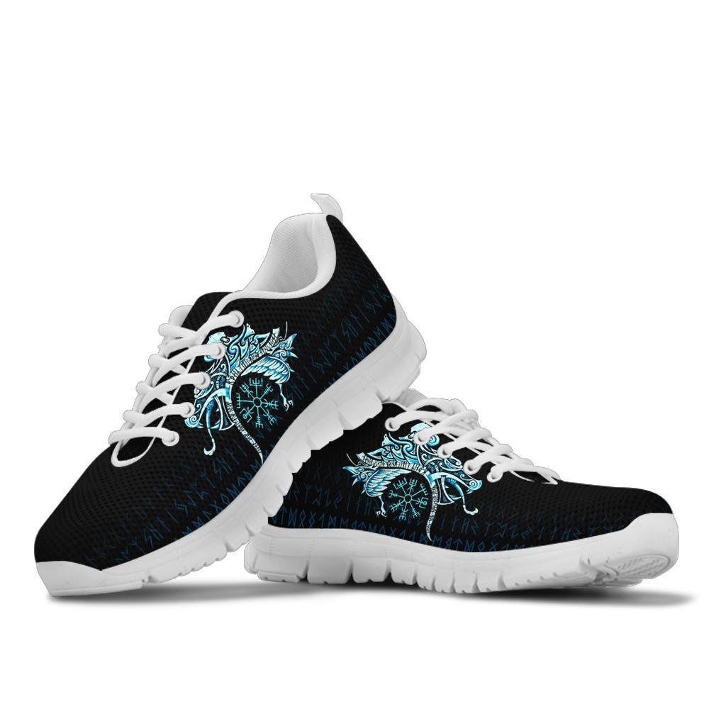 Viking Sneakers, Fenrir Raven and Vegvisir Tattoo Cyan RLT12 - Wonder Print Shop