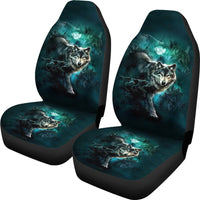 Green Wolf Forest Car Seat Covers LT10 - Wonder Print Shop