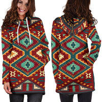 Tribe Ethnic Red Pattern Native American Hoodie Dress LT10 - Wonder Print Shop