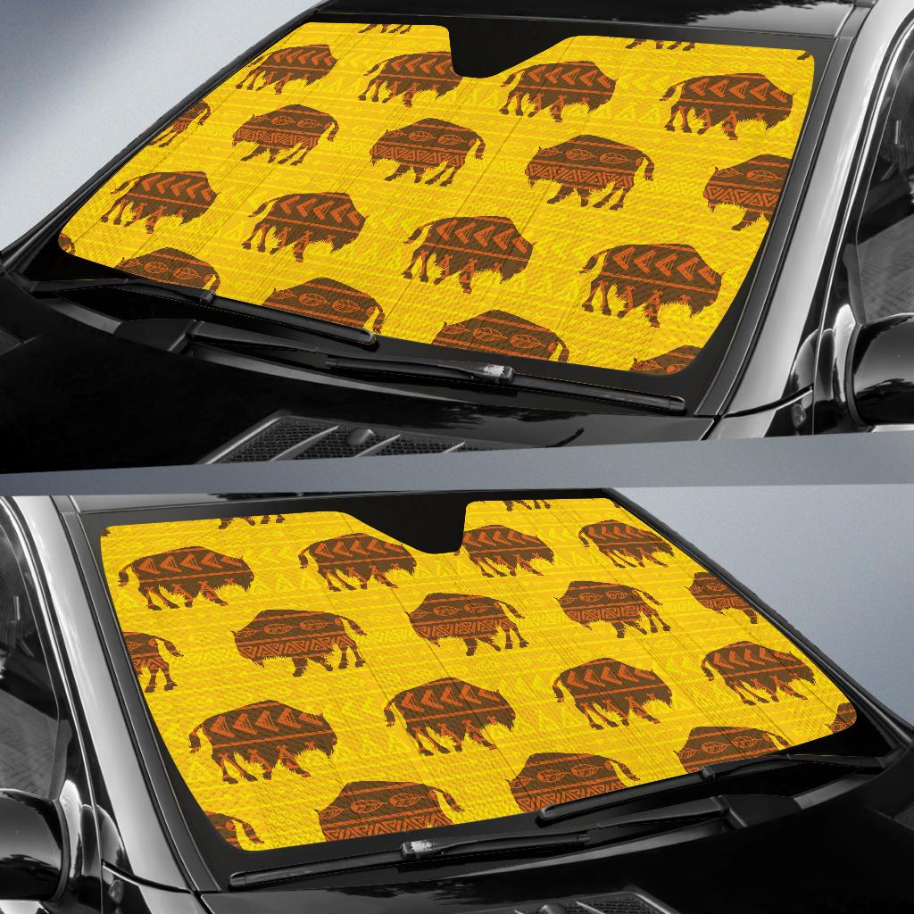 yellow-bison-pattern-native-american-auto-sun-shades