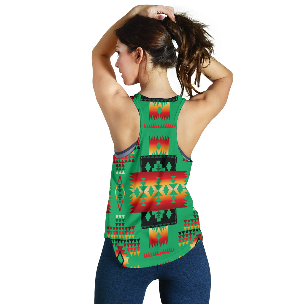 Green Tribe Pattern Native American Women Racerback Tank LT10 - Wonder Print Shop