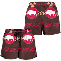 native-american-brown-bison-all-over-print-women-shorts
