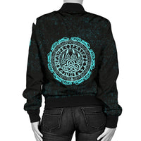 Viking Women's Bomber Jacket - Viking Bear Claws Cyan Tattoo RLT12 - Wonder Print Shop