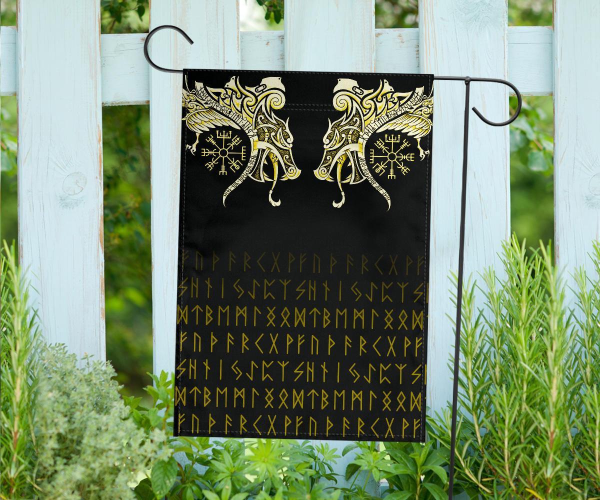 Viking Flag, Fenrir Raven and Vegvisir Tattoo Yellow RLT12 - Wonder Print Shop