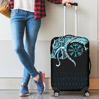 Viking Luggage Covers, Fenrir Raven and Vegvisir Tattoo Cyan RLT12 - Wonder Print Shop