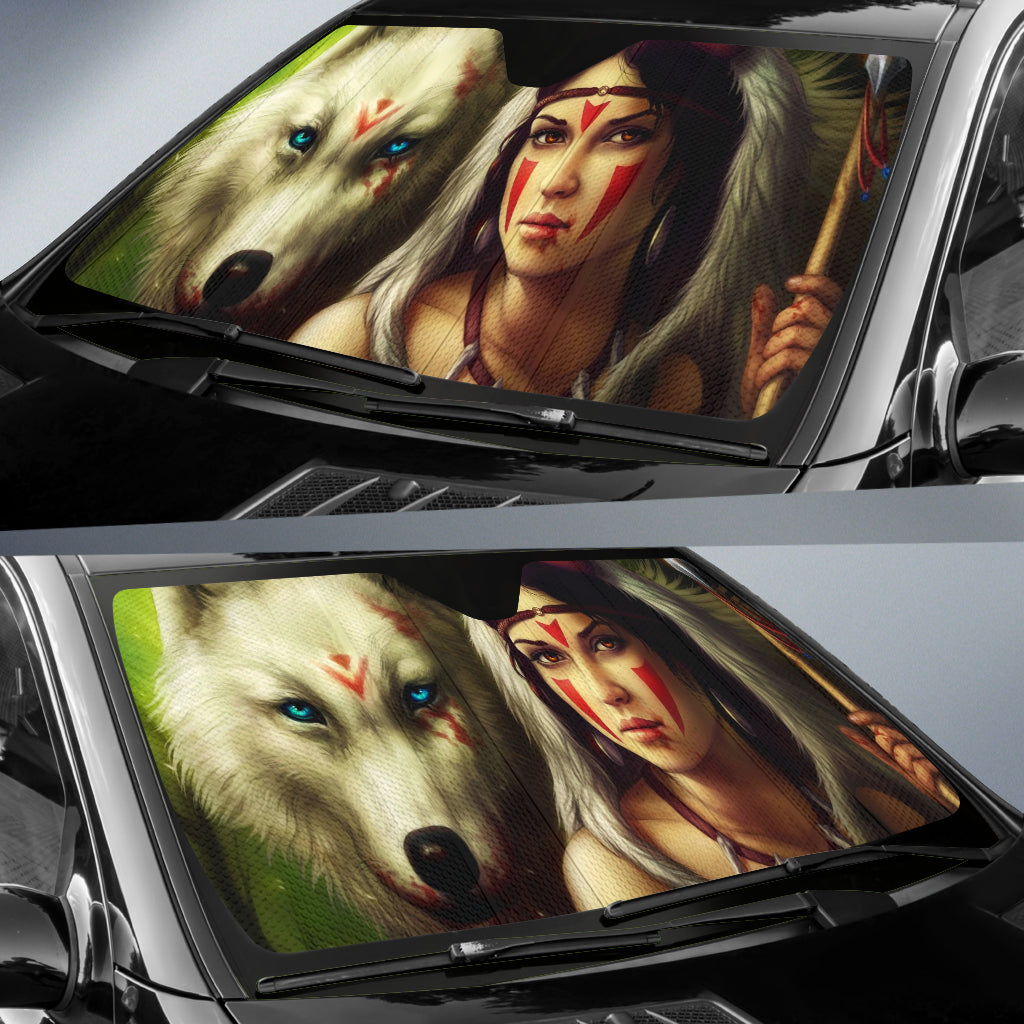 princess-with-wolf-3d-native-american-auto-sun-shades