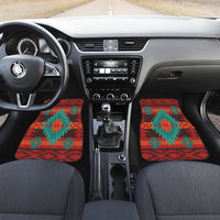 Native American Red Geometric Pattern Front and Back Car Mats Set Of 4 LT10 - Wonder Print Shop