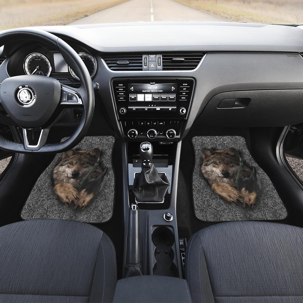 Gray Wolf Native American Front Car Mats (Set Of 2) LT10 - Wonder Print Shop