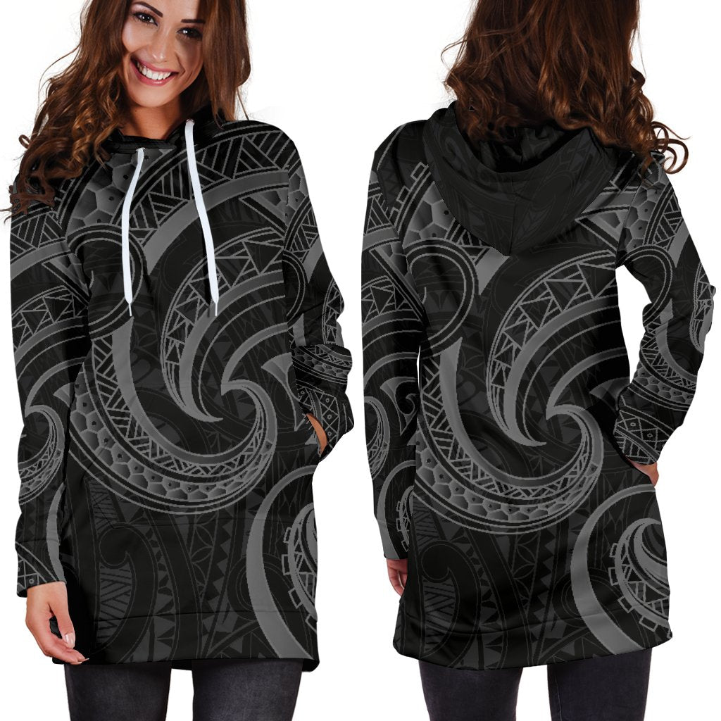 New Zealand Maori Mangopare Women Hoodie Dress Polynesian - Black - Wonder Print Shop