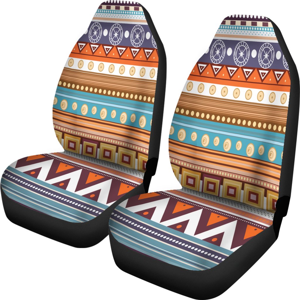 White Geometric Pattern Native American Car Seat Covers LT10 - Wonder Print Shop