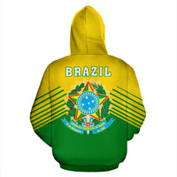 Brazil Flag Zip Up Hoodie Stripes Style - Wonder Print Shop