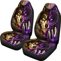 Dreamcatcher Purple Wolf Native American Car Seat Covers LT10 - Wonder Print Shop