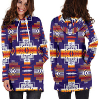 Purple Pattern Native American Hoodie Dress LT10 - Wonder Print Shop