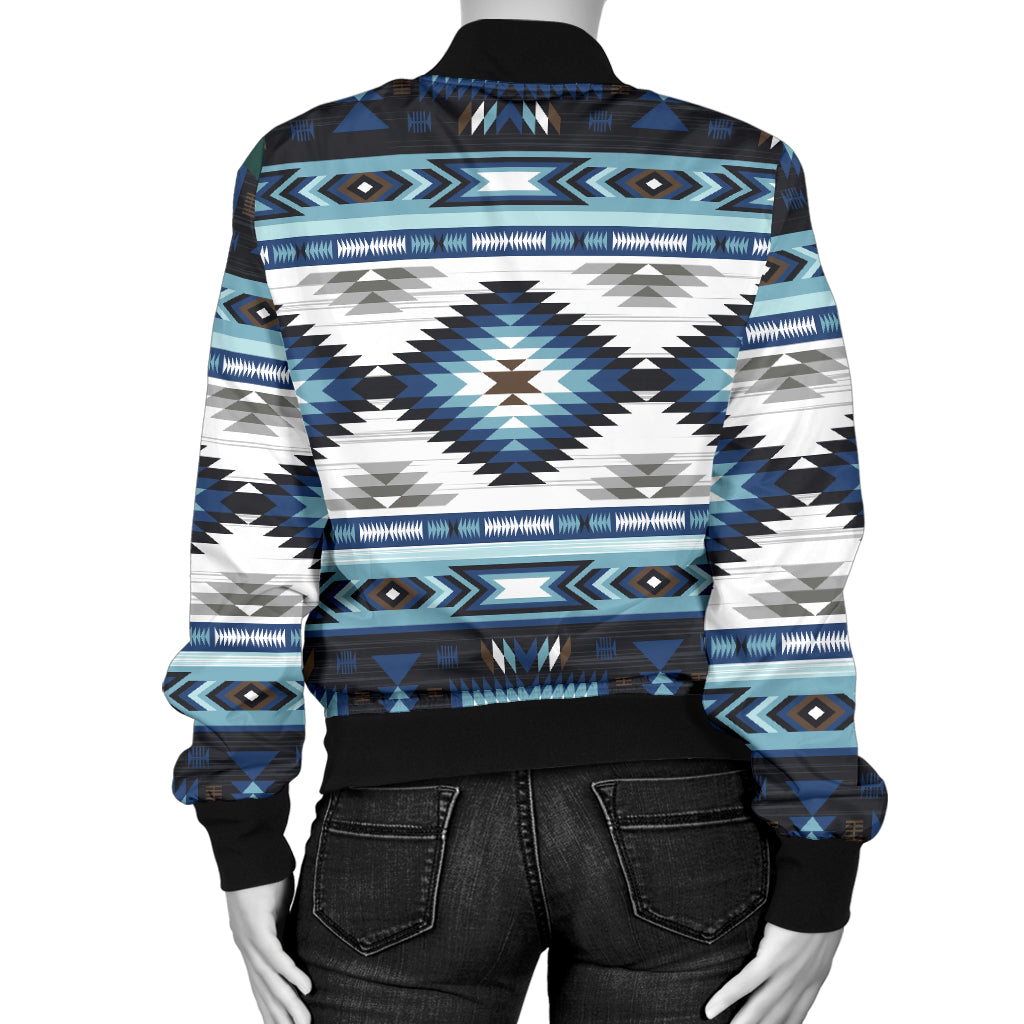 Blue Colors Pattern Women's Bomber Jacket LT10 - Wonder Print Shop