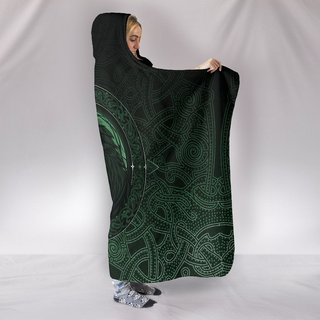 viking-hooded-blanket-ethnic-odin-raven-green