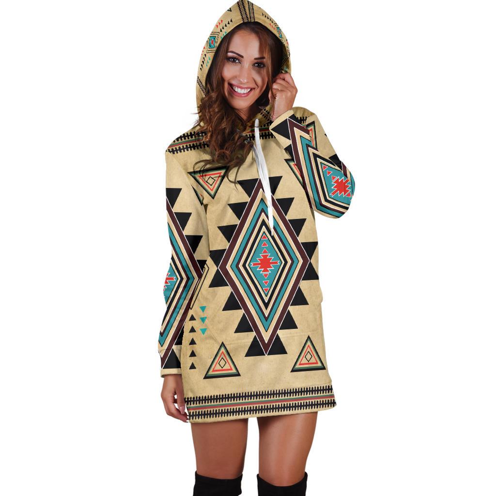 Southwest Symbol Native American Hoodie Dress LT10 - Wonder Print Shop