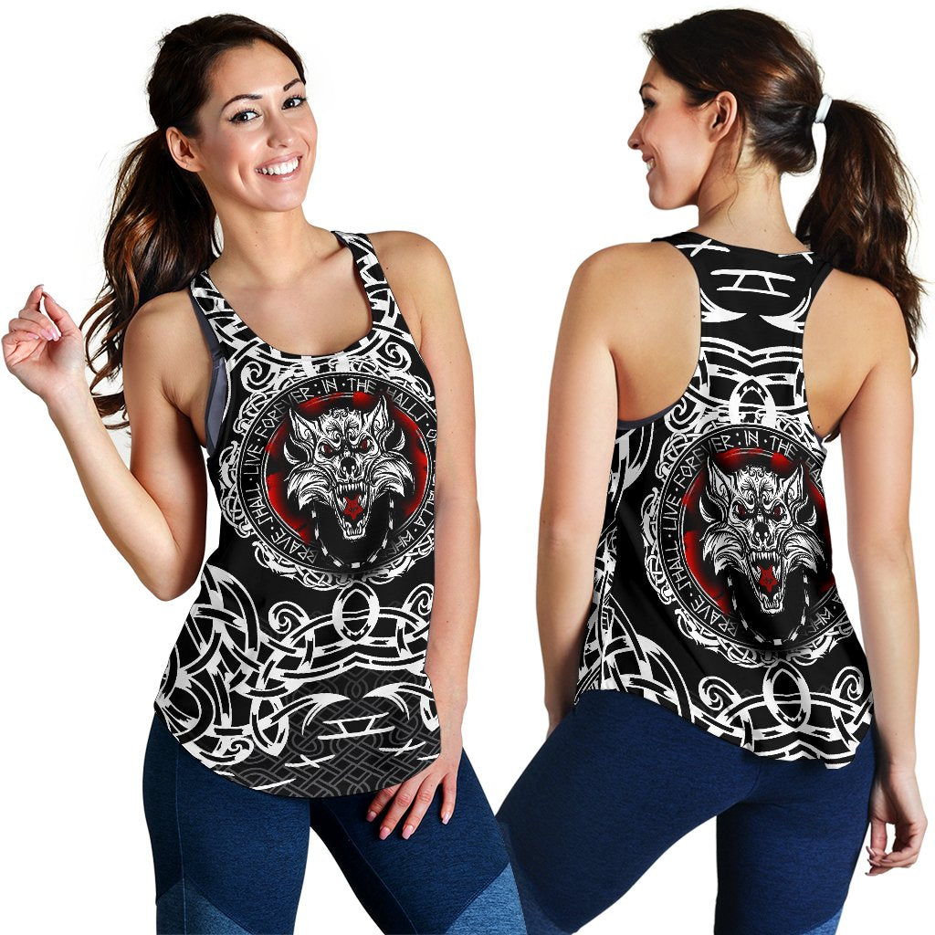 Viking Women's Racerback Tank, Fenrir Wolf RLT12 - Wonder Print Shop