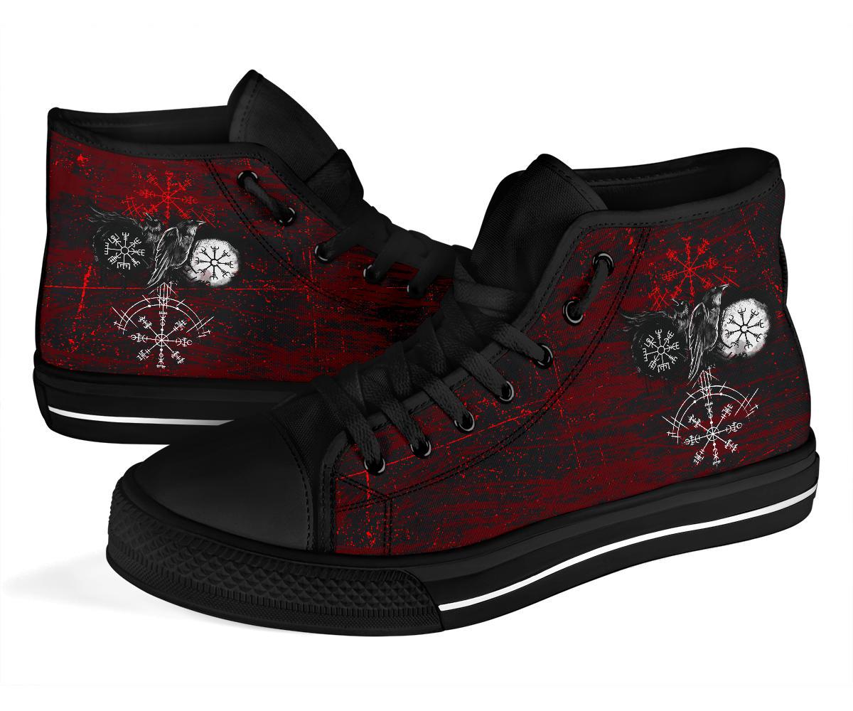viking-high-top-shoes-raven-of-odin-and-symbol-viking-on-blood-background