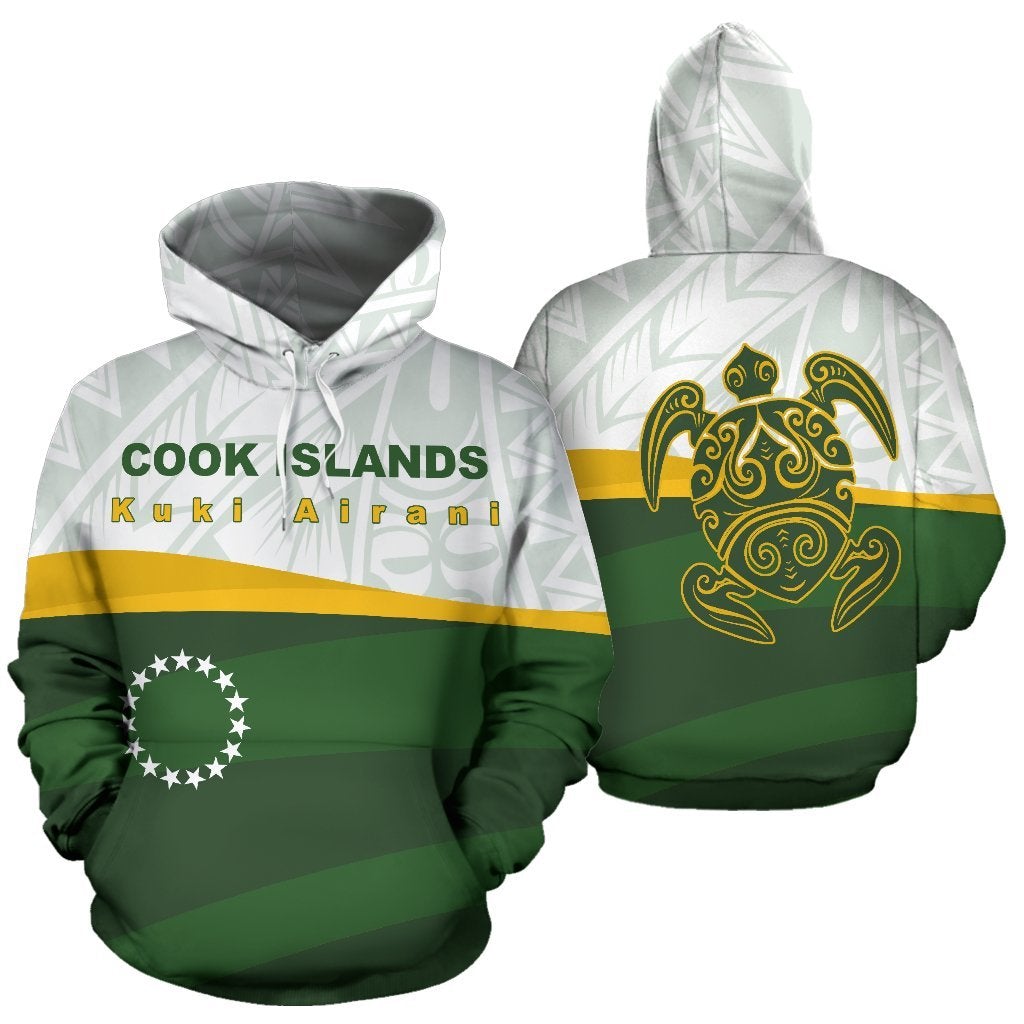 Cook Islands Hoodie Cook Islands Flag Turtle Tattoo - Wonder Print Shop
