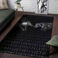 Viking Area Rug Raven and Wolf Special Tattoo RLT12 - Wonder Print Shop