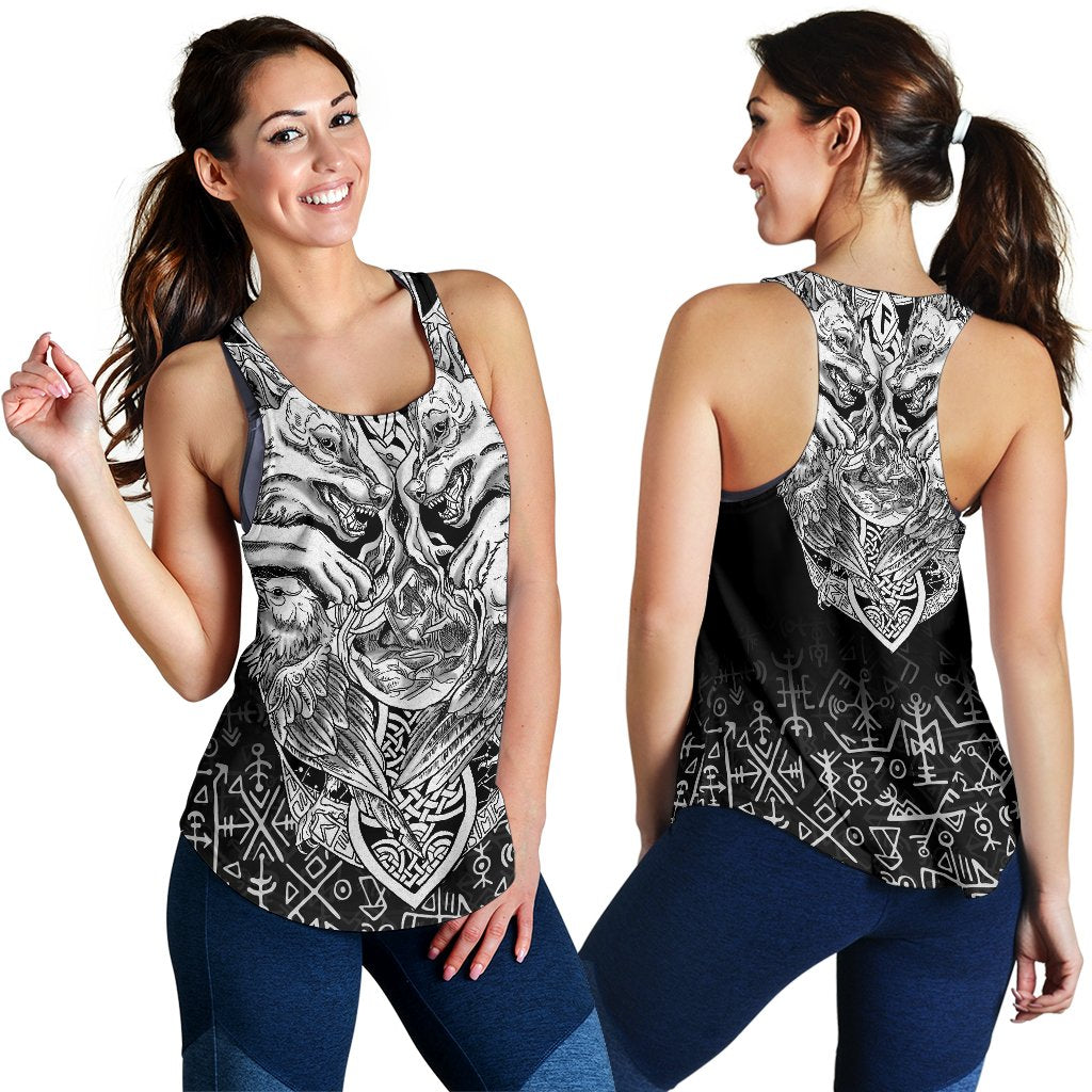 Viking Women's Racerback Tank Wolf and Raven Special RLT12 - Wonder Print Shop