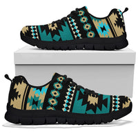 Native American Green Ethnic Aztec Pattern Sneakers LT10 - Wonder Print Shop
