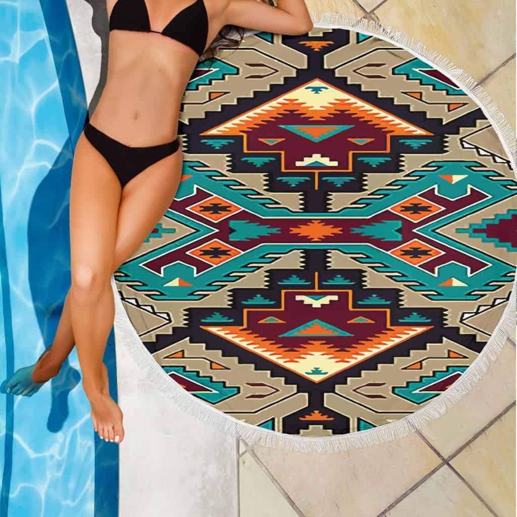 Tribe Blue Pattern Native American Pride Beach Blanket LT10 - Wonder Print Shop
