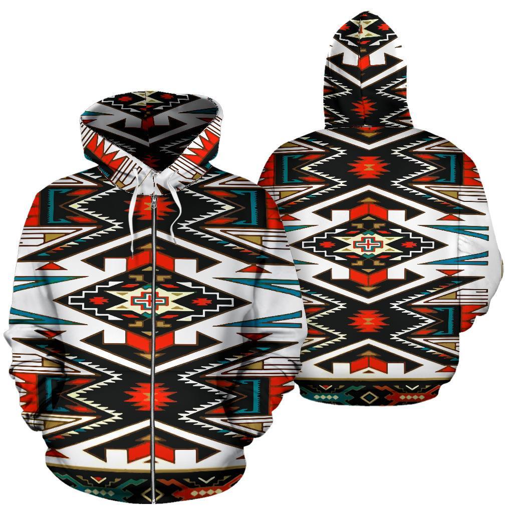 Tribal Pattern Colorful Native American Design 3D Zipper Hoodies LT10 - Wonder Print Shop