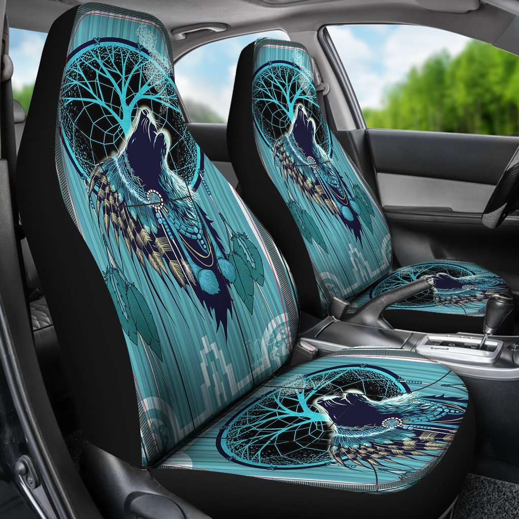 Native American Indian Wolf 3D Car Seat Covers LT10 - Wonder Print Shop